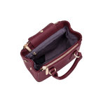 Borsa a Mano Bordeaux-Nera  con Tracolla Rimovibile | Borsa Elegante Donna
