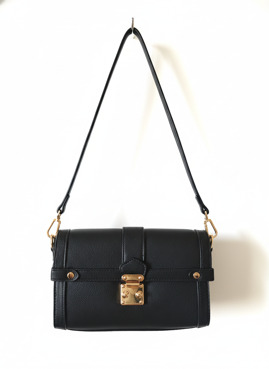Borsa a Spalla Nera Elegante con Tracolla | Borsa Donna Raffinata