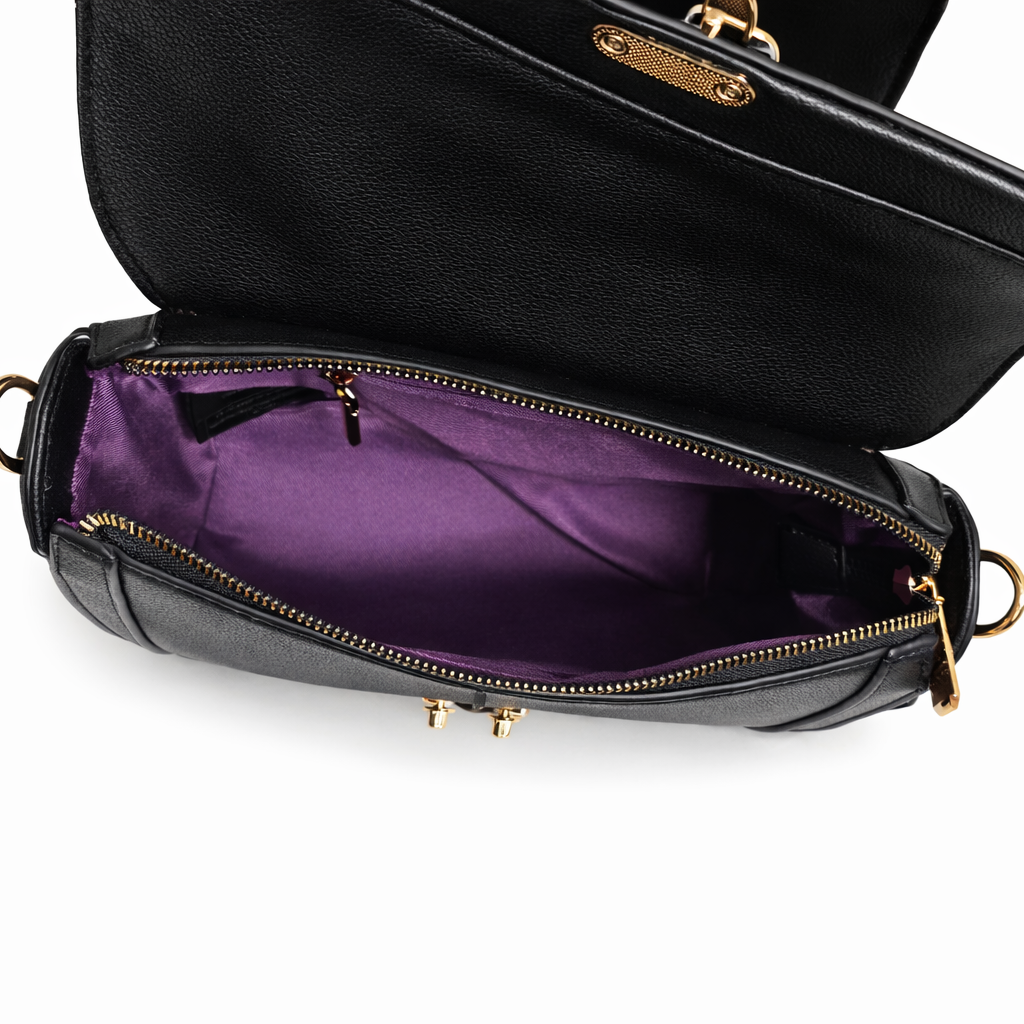 Borsa a Spalla Nera Elegante con Tracolla | Borsa Donna Raffinata