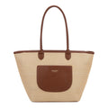 Borsa Grande Elegante | Borsa Tote in Paglia Stampata da Donna