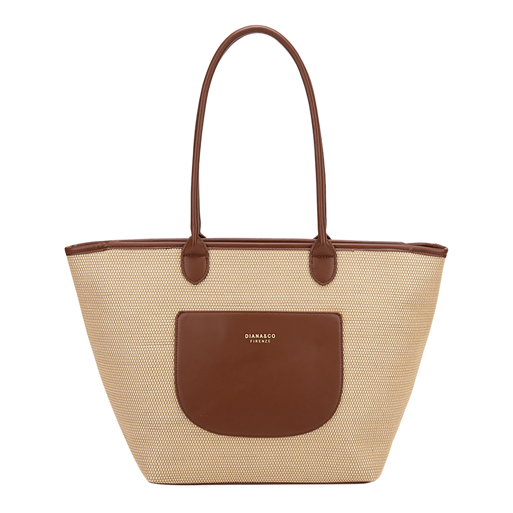 Borsa Grande Elegante | Borsa Tote in Paglia Stampata da Donna