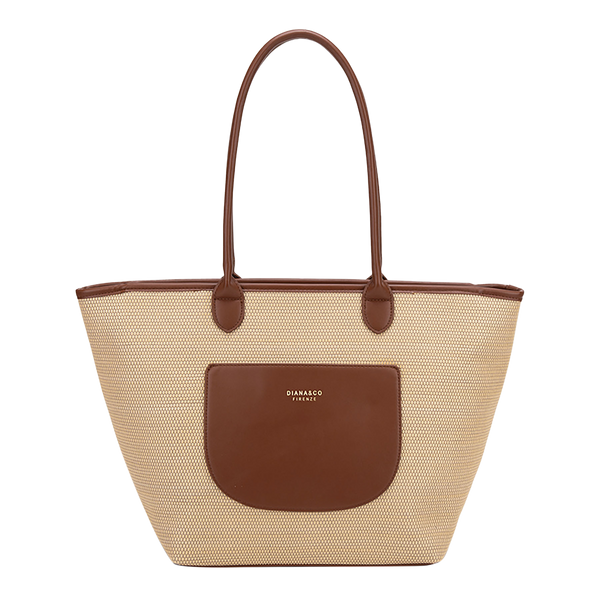 Borsa Grande Elegante | Borsa Tote in Paglia Stampata da Donna