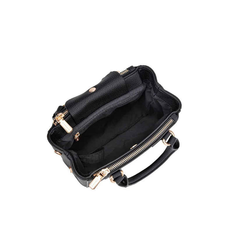 Borsa a Mano Bordeaux-Nera  con Tracolla Rimovibile | Borsa Elegante Donna