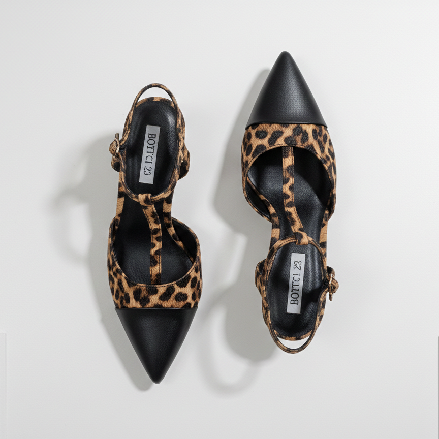 Décolleté Slingback Animalier Donna con Tacco Elegante