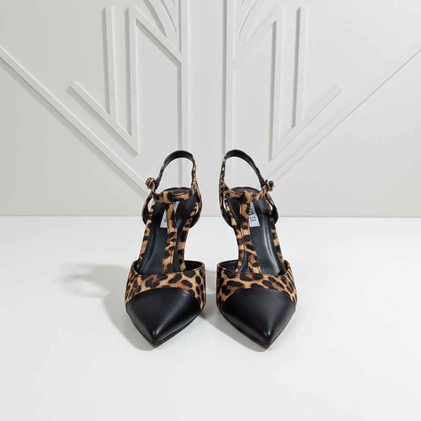 Décolleté Slingback Animalier Donna con Tacco Elegante