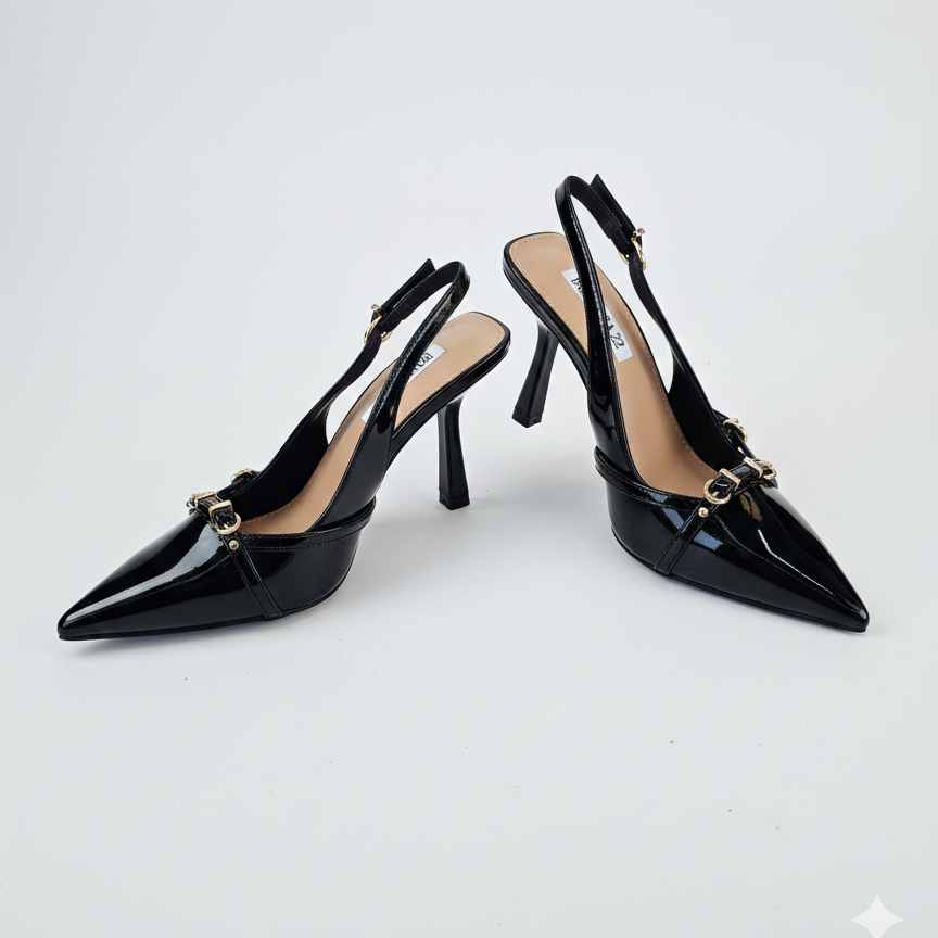 Décolleté Slingback Atenea Nere Donna con Tacco Elegante