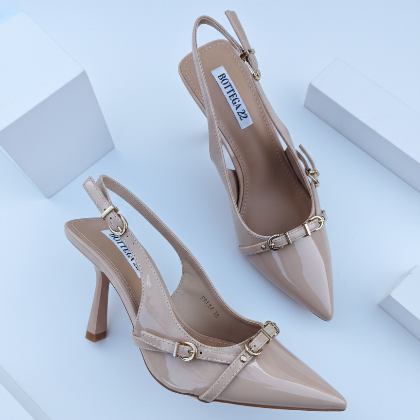 Décolleté Slingback Atenea Nude Donna con Tacco Elegante