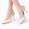 Décolleté Slingback Perla Beige Donna con Tacco Elegante