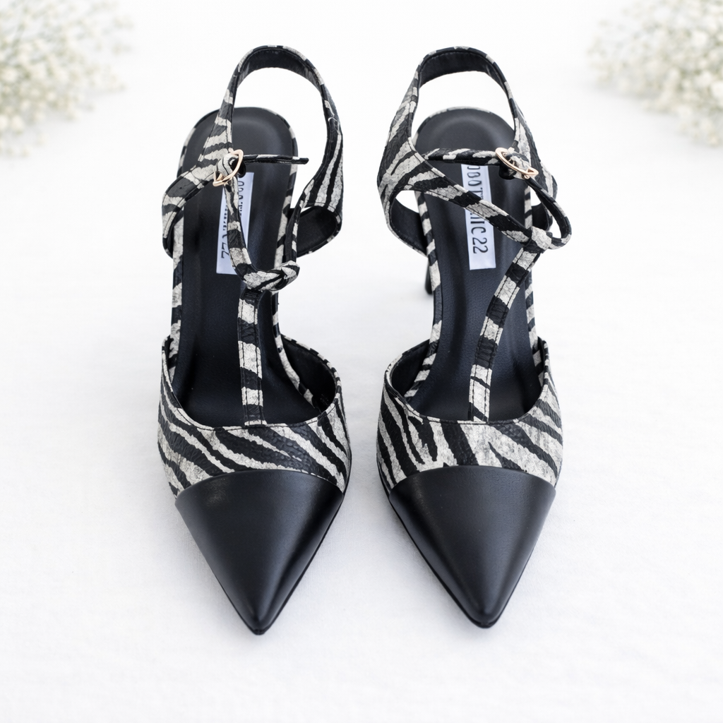 Décolleté Slingback Zebra Donna con Tacco Elegante