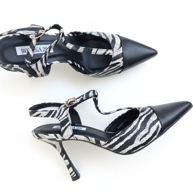 Décolleté Slingback Zebra Donna con Tacco Elegante