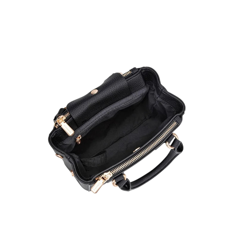 Borsa a Mano Bordeaux-Nera  con Tracolla Rimovibile | Borsa Elegante Donna
