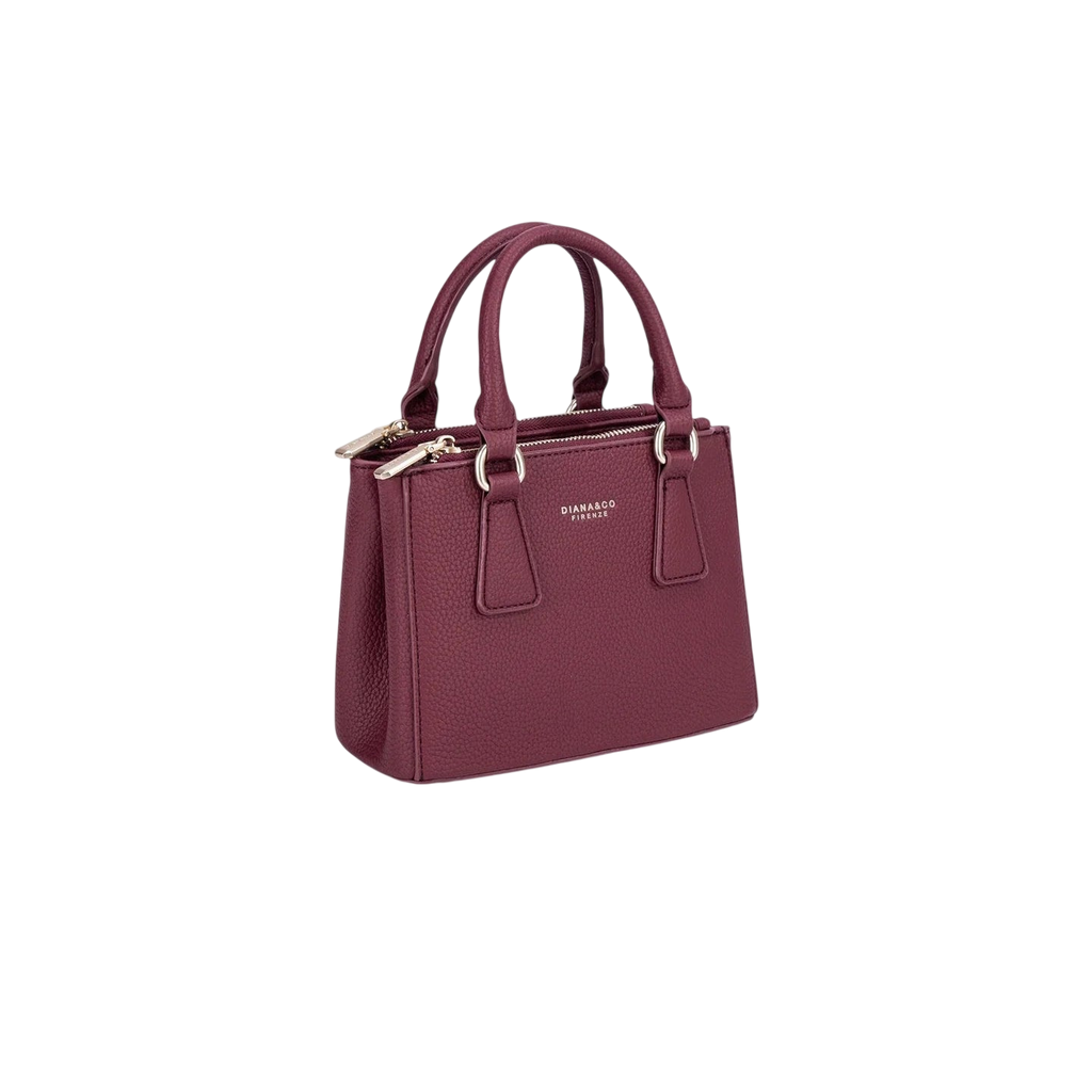 Borsa a Mano Bordeaux-Nera  con Tracolla Rimovibile | Borsa Elegante Donna