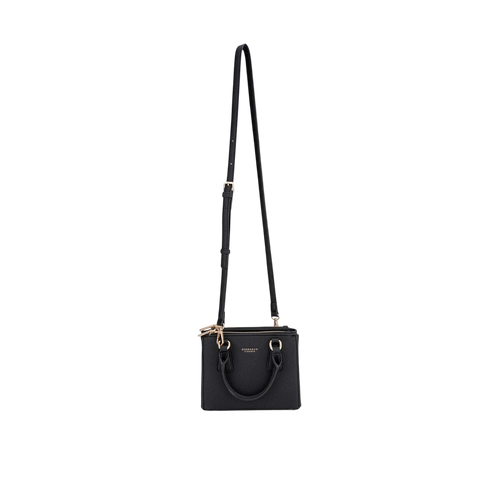 Borsa a Mano Bordeaux-Nera  con Tracolla Rimovibile | Borsa Elegante Donna
